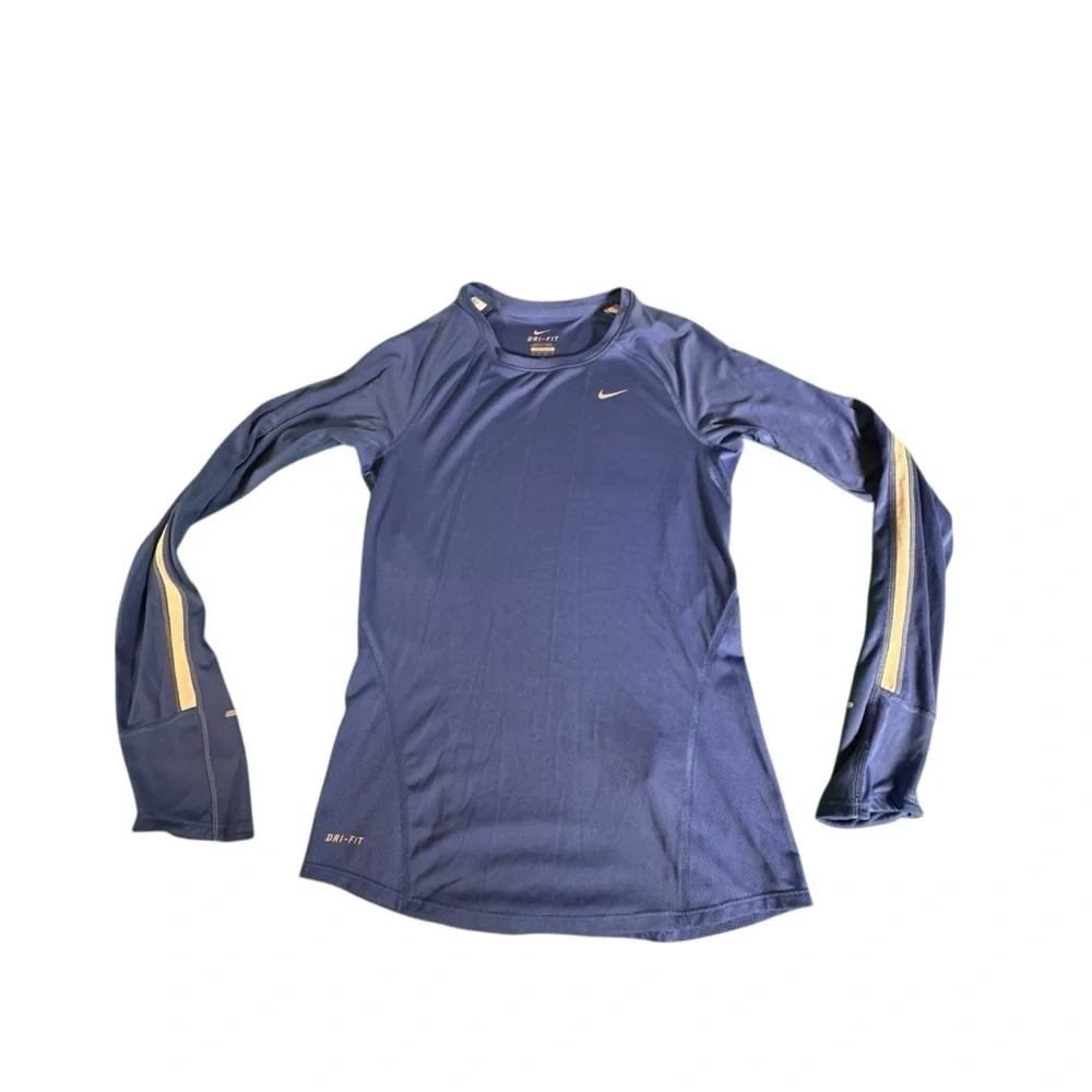 Nike Dri-FIT Long Sleeve Shirt XS Blue Athletic Top Thumbholes 465165-402